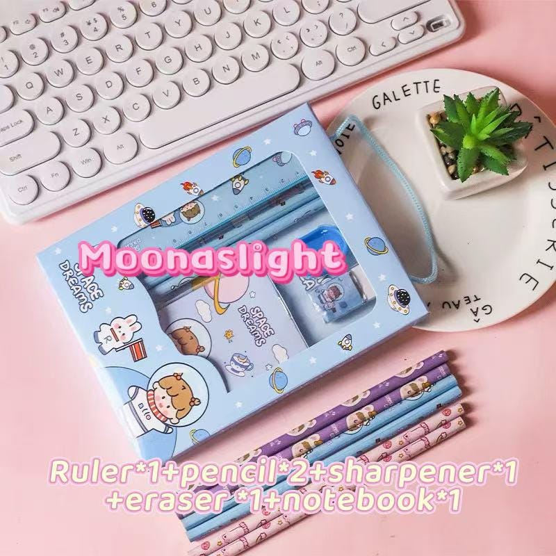 Kids Stationery Gift Set โ Goodie Bag for Birthdays, School Supplies, Party Favor โ Cute Pencil Set with Notebook, Ruler & Eraser