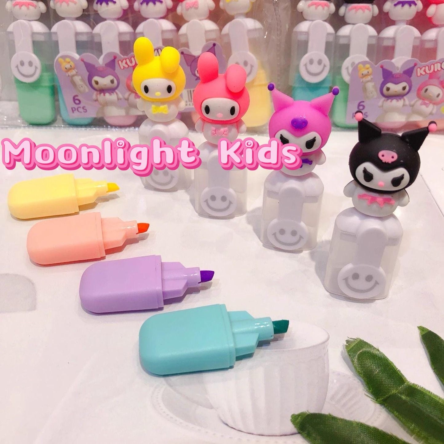 Kuromi Cute Highlighter Pen Set | Sanrio Kawaii Stationery | Pastel Colors Study Supplies | My Melody Highlighters