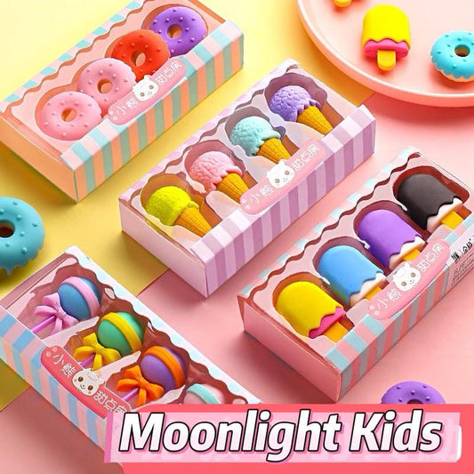 Cute Dessert Erasers Set – Ice Cream Donut Candy Erasers for Kids | Fun Stationery School Rewards Birthday Party Favors