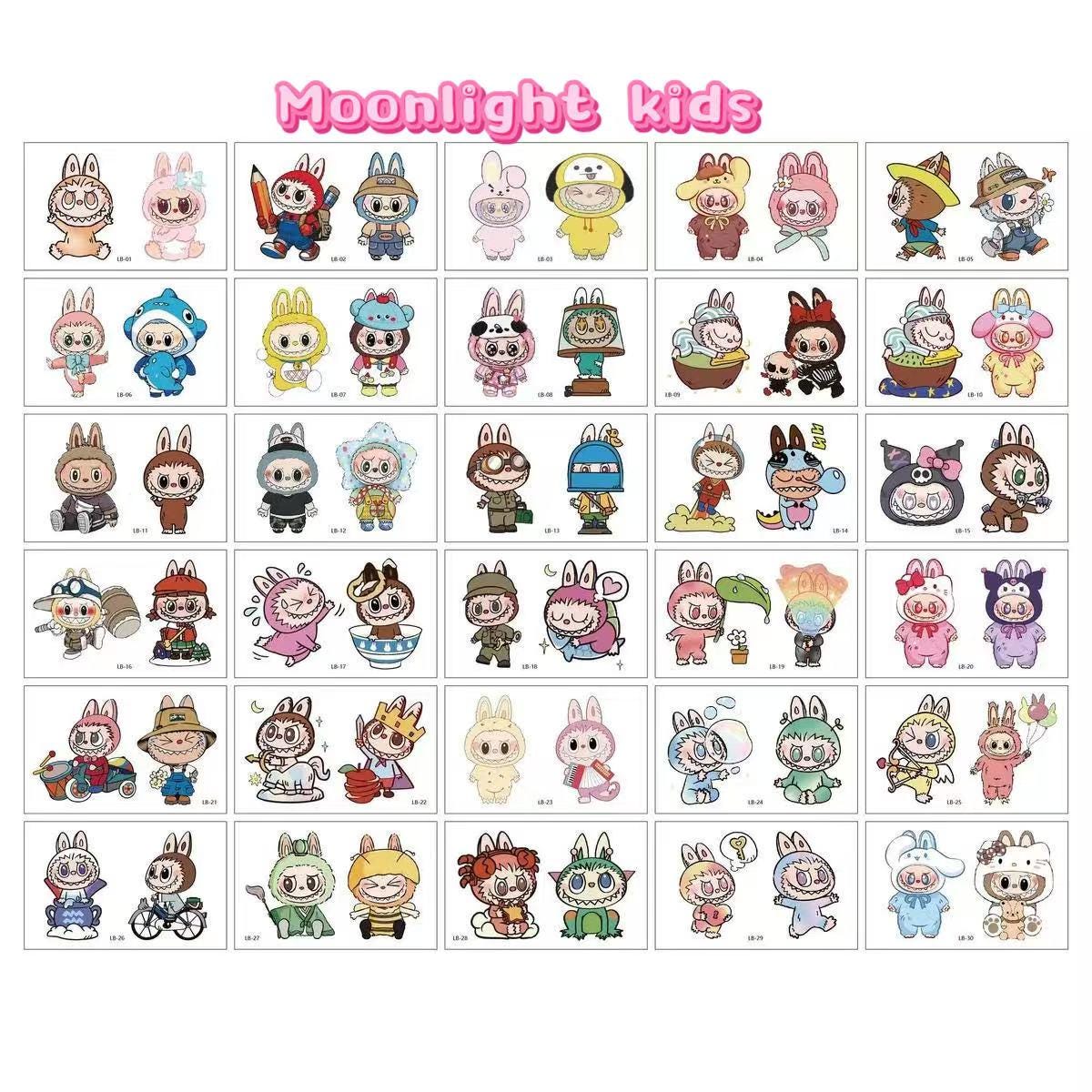 Labubu Temporary Tattoo Stickers – Cute Waterproof Arm Tattoos, Colorful Cartoon Girl Accessories, Kids Party Favor, INS Style