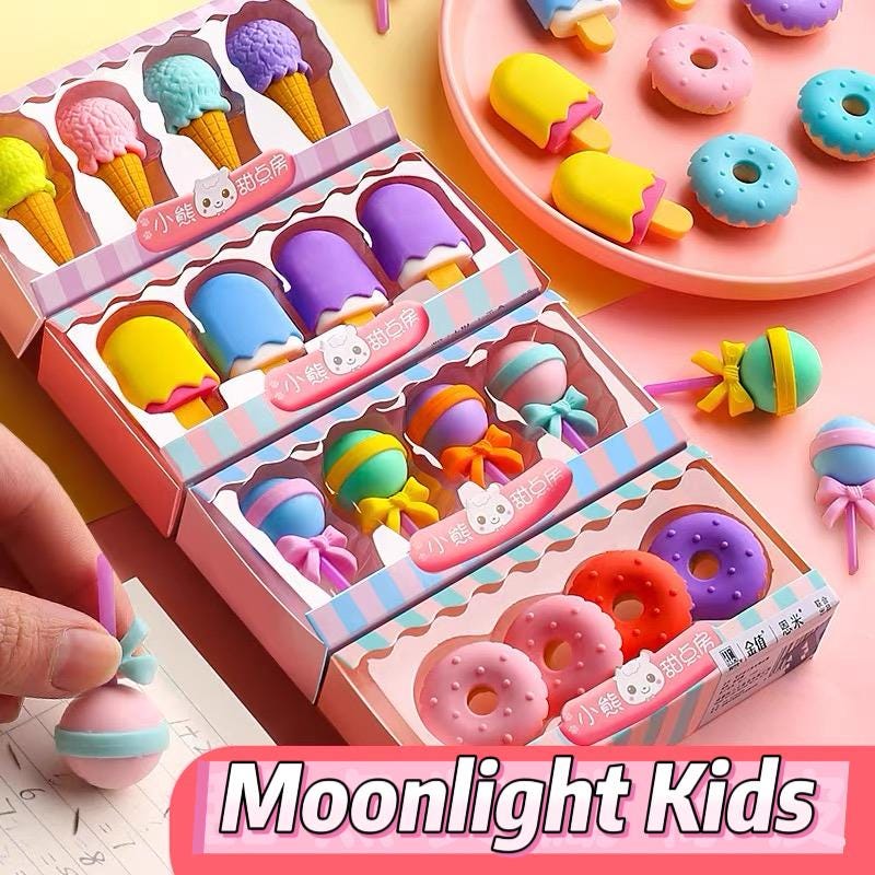Cute Dessert Erasers Set – Ice Cream Donut Candy Erasers for Kids | Fun Stationery School Rewards Birthday Party Favors