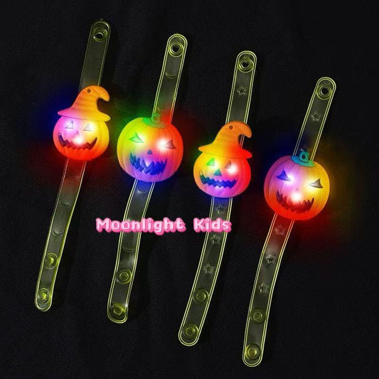 Halloween LED Pumpkin Bracelet | Kids Trick or Treat Light Up Wristband | Glow Party Favors | Spooky Pumpkin Flashing Bracelet for Halloween