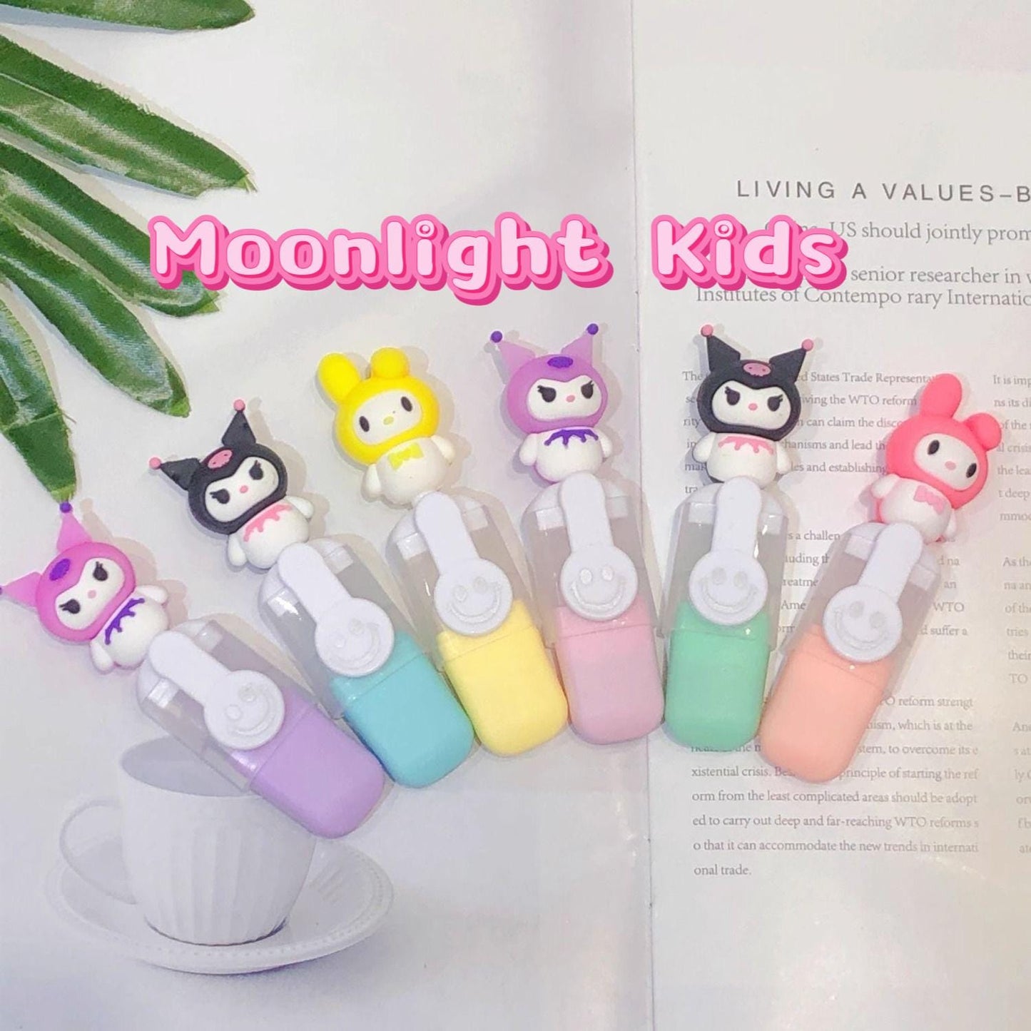 Kuromi Cute Highlighter Pen Set | Sanrio Kawaii Stationery | Pastel Colors Study Supplies | My Melody Highlighters