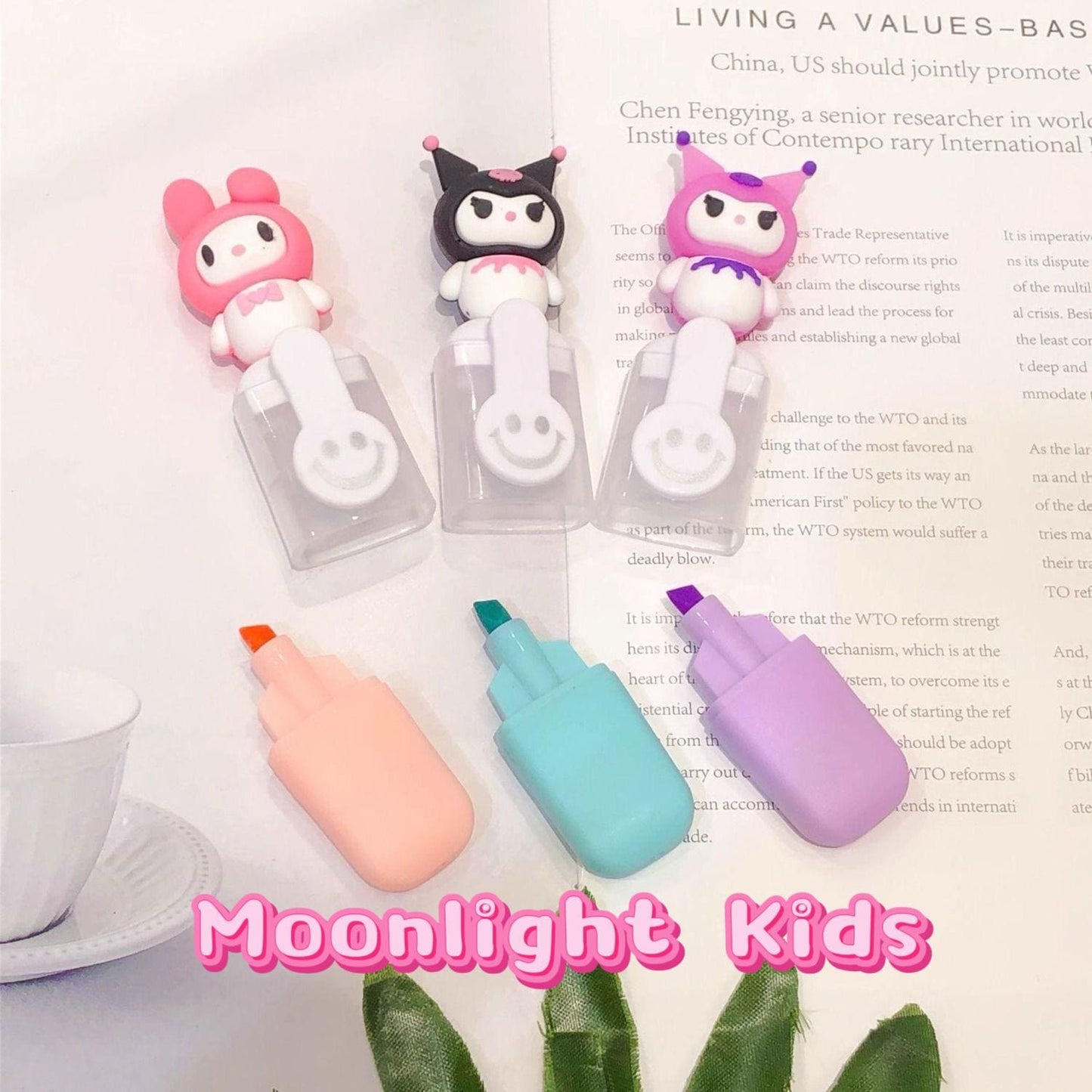 Kuromi Cute Highlighter Pen Set | Sanrio Kawaii Stationery | Pastel Colors Study Supplies | My Melody Highlighters