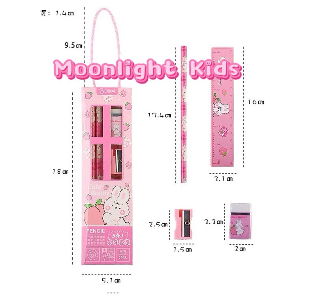 Kids Pencil Set – Cute Stationery Kit with Ruler, Pencils, Eraser & Sharpener, Back to School Gift for Kids