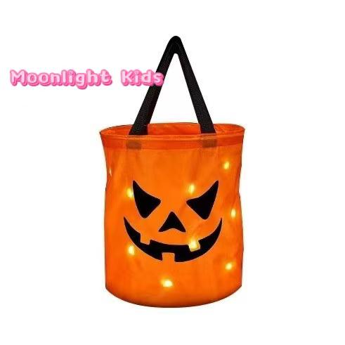 Halloween Trick or Treat Bags – Large Pumpkin Candy Tote for Kids & Adults, Reusable Fabric Goodie Bags for Party, School, Classroom Gift