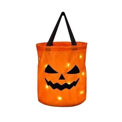 Halloween Trick or Treat Bags – Large Pumpkin Candy Tote for Kids & Adults, Reusable Fabric Goodie Bags for Party, School, Classroom Gift