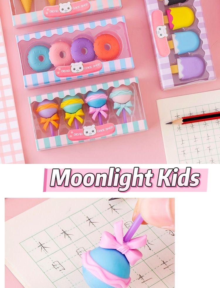 Cute Dessert Erasers Set – Ice Cream Donut Candy Erasers for Kids | Fun Stationery School Rewards Birthday Party Favors
