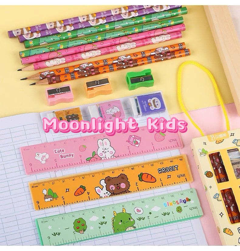 Kids Pencil Set – Cute Stationery Kit with Ruler, Pencils, Eraser & Sharpener, Back to School Gift for Kids