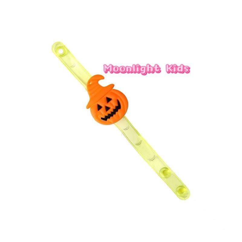 Halloween LED Pumpkin Bracelet | Kids Trick or Treat Light Up Wristband | Glow Party Favors | Spooky Pumpkin Flashing Bracelet for Halloween