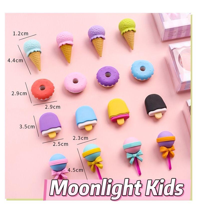 Cute Dessert Erasers Set – Ice Cream Donut Candy Erasers for Kids | Fun Stationery School Rewards Birthday Party Favors