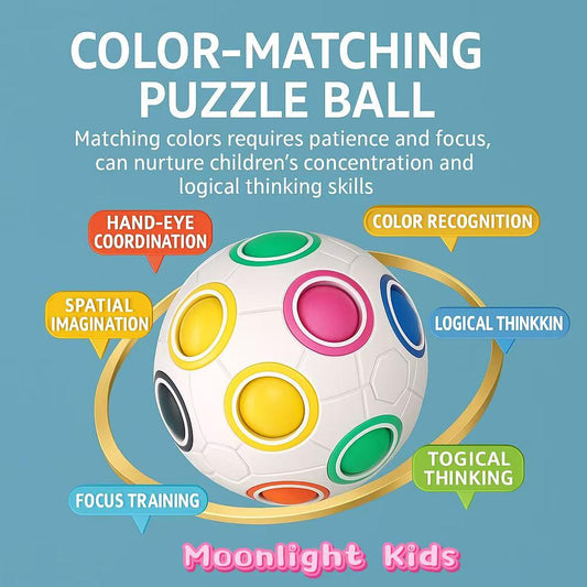 Rainbow Ball Puzzle Fidget Toy – Stress Relief Brain Teaser, Color Matching Sensory Toy for Kids & Adults Gift