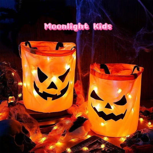 Halloween Trick or Treat Bags – Large Pumpkin Candy Tote for Kids & Adults, Reusable Fabric Goodie Bags for Party, School, Classroom Gift