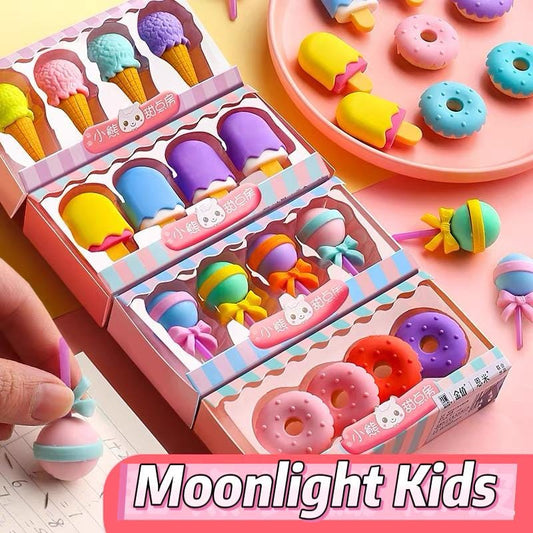 Cute Dessert Erasers Set – Ice Cream Donut Candy Erasers for Kids | Fun Stationery School Rewards Birthday Party Favors