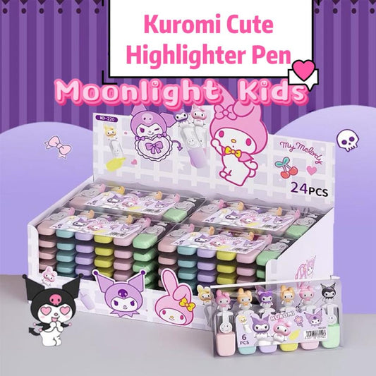 Kuromi Cute Highlighter Pen Set | Sanrio Kawaii Stationery | Pastel Colors Study Supplies | My Melody Highlighters