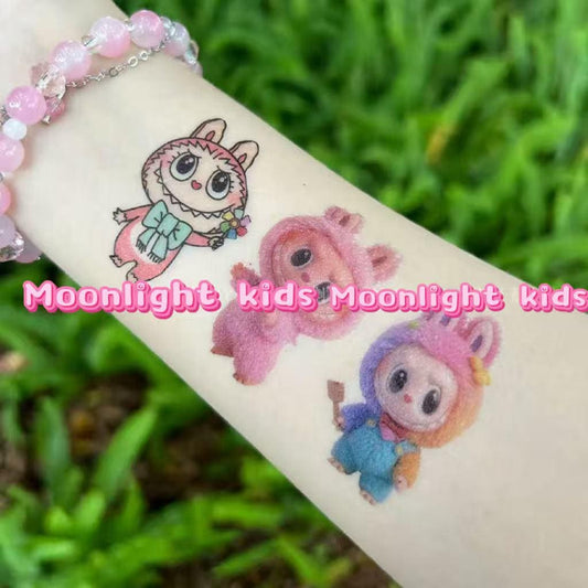 Labubu Temporary Tattoo Stickers – Cute Waterproof Arm Tattoos, Colorful Cartoon Girl Accessories, Kids Party Favor, INS Style