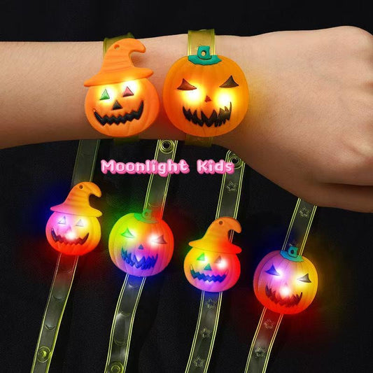 Halloween LED Pumpkin Bracelet | Kids Trick or Treat Light Up Wristband | Glow Party Favors | Spooky Pumpkin Flashing Bracelet for Halloween